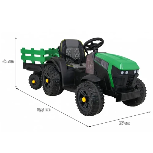Zielone auto dla dziecka na akumulator Traktor Titanium z przyczepą.webp