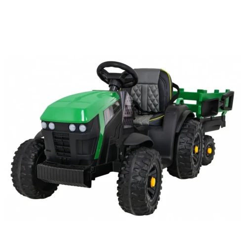 Zielony traktor na baterie dla dzieci traktor Titanium z przyczepą.webp