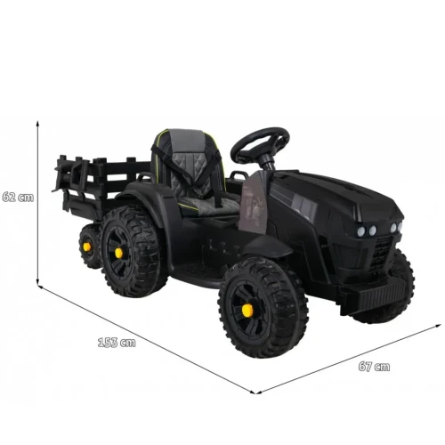 Czarne auto elektryczne dla dzieci traktor Titanium z przyczepką.webp
