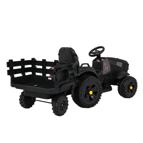Czarny elektryczny samochód dla dzieci traktor Titanium z przyczepką.webp