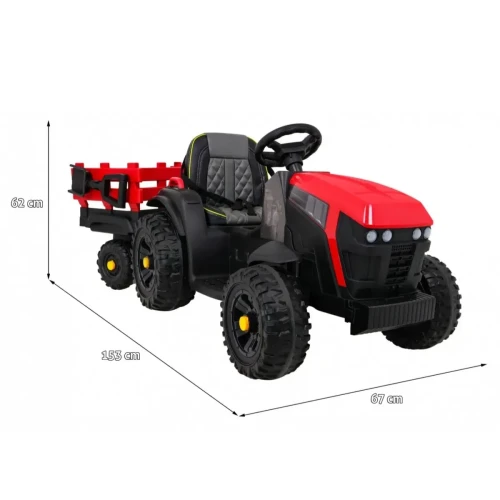 Czerwone auto dla dziecka na akumulator traktor Titanium z przyczepą.webp