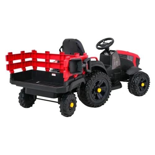 Czerwony samochód elektryczny dla dzieci Traktor Titanium z przyczepą.webp