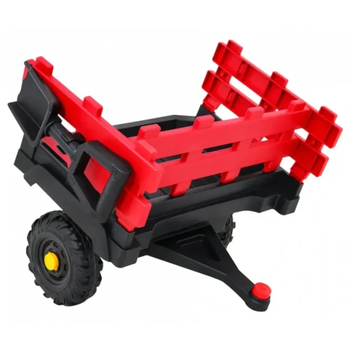 Czerwony samochód elektryczny dla dzieci z pilotem traktor Titanium z przyczepą.webp