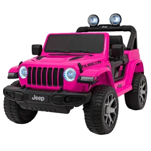 Jeep Wrangler Rubicon na akumulator dla dzieci Różowy + Pilot + Radio MP3 LED + Koła EVA