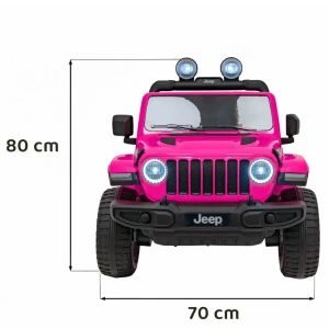 Różowy Jeep dla dzieci akumulatorowy czerwony Jeep Wrangler Rubicon.webp
