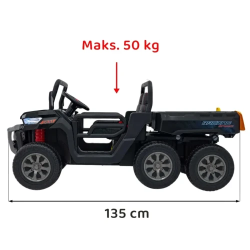 Czarny samochód na akumulator dwuosobowy Farmer Truck Speed 900.webp