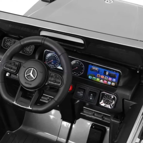 Srebrny samochod dla dziecka na pilot Mercedes AMG G63.webp