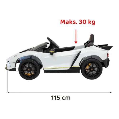 Biały samochód na akumulator dla dzieciLamborghini Invencible.webp