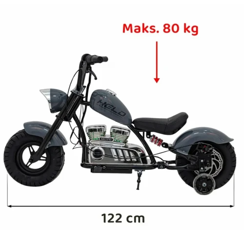 Szary samochód na akumulator dla dzieci Pojazd MotorekChopper Warrior.webp