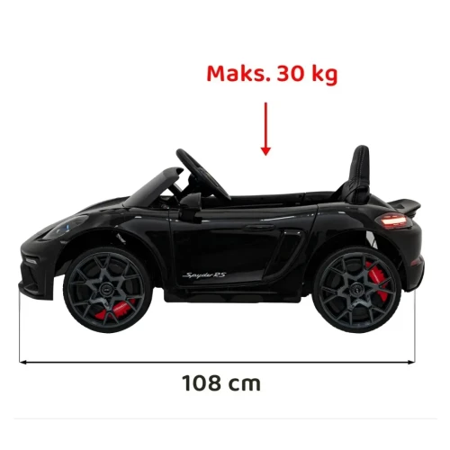 Czarny samochód na akumulator jednoosobowy PorscheSpyder RS 718.webp