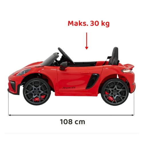 Czerwony samochód na akumulator jednoosobowy Porsche Spyder RS 718.webp