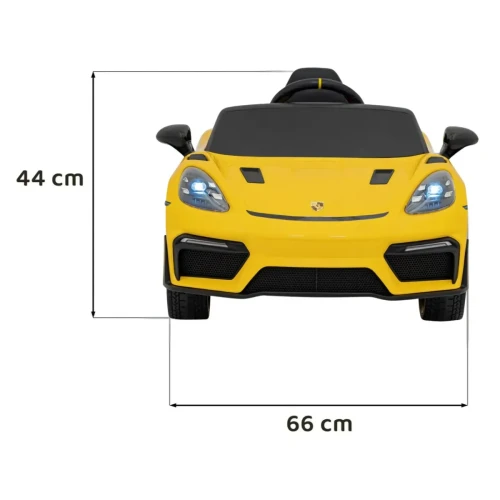 Żółty samochód na akumulator dla 5 latka Porsche Spyder RS 718.webp