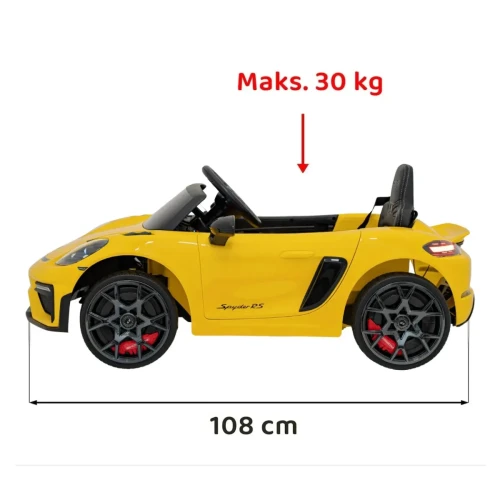 Żółty samochód na akumulator dla dzieci Porsche Spyder RS 718.webp