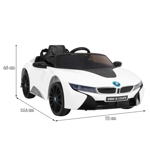 Biały samochód na akumulator dla 5 latka BMW I8 Lift.webp