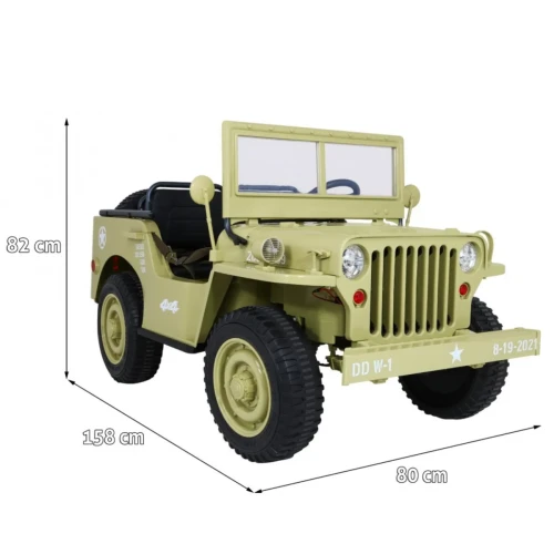 Matcha samochód na akumulator dla dzieciWojskowe Retro dla 3 dzieci Matcha 4x4.webp