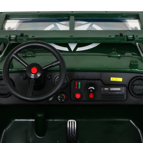Zielony samochód elektryczny dla dzieci Wojskowe Retro dla 3 dzieci 4x4.webp