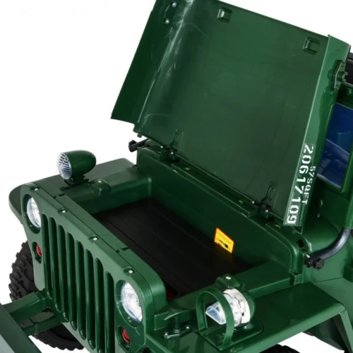 Zielony samochód elektryczny dla dziecka Wojskowe Retro dla 3 dzieci 4x4.webp