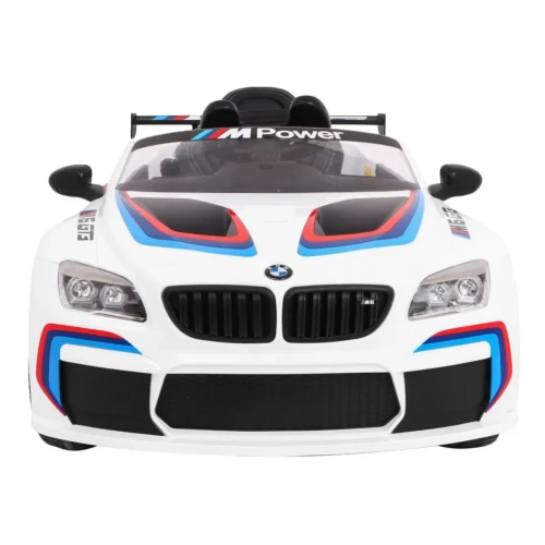 Białe auto na akumulator dla 5 latka BMW M6 GT3.webp