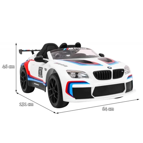 Biały samochód na akumulator dla  5 latka BMW M6 GT3.webp