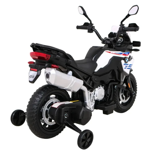 Białe auto elektryczne dla dzieci motor BMW F850 GS.webp