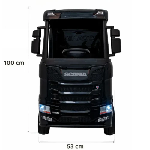 Czarny samochód akumulatorowy dla dzieci tir Scania R-SERIES.webp