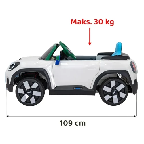Biały samochód na akumulator dla dzieci Mini Cooper Concept Aceman.webp