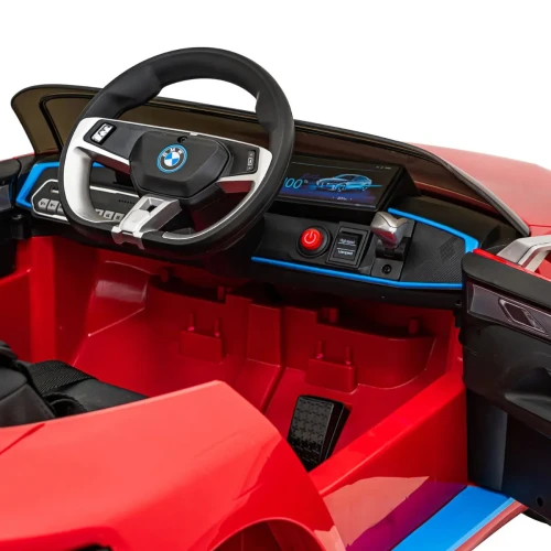 Czerwone auto akumulatorowe dla dziecka BMW i4.webp