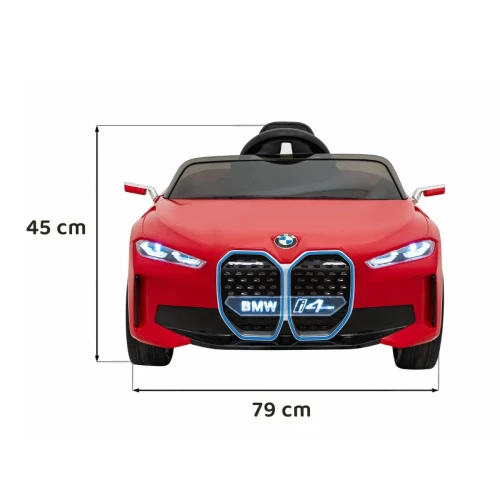 Czerwone auto na akumulator dla 7 latka BMW i4.webp