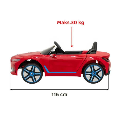 Czerwone auto na pilot dla dziecka BMW i4.webp
