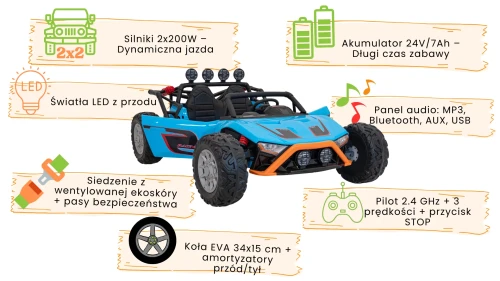 Buggy dla Dzieci - Racing 5 - Szary infografika.webp