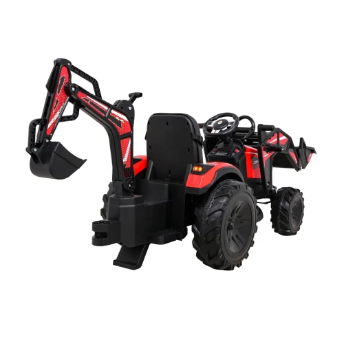 Czerwone auto dla dziecka na akumulator Traktor Ładowarka Z Przyczepą 720-T.webp