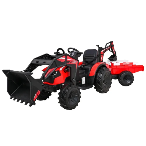 Czerwony samochod dla dziecka na pilot Traktor Ładowarka Z Przyczepą 720-T.webp