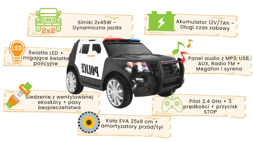 Amerykański policyjny samochód- infografika.webp