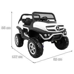 Białe auto na akumulator dla 3 latka Mercedes BENZ UNIMOG.webp