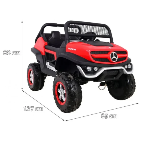 Czerwne auto na akumulator dla 5 latka Mercedes BENZ UNIMOG.webp