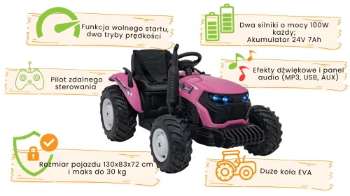 Różowy Traktor na Akumulator dla Dziewczynki infografika.webp