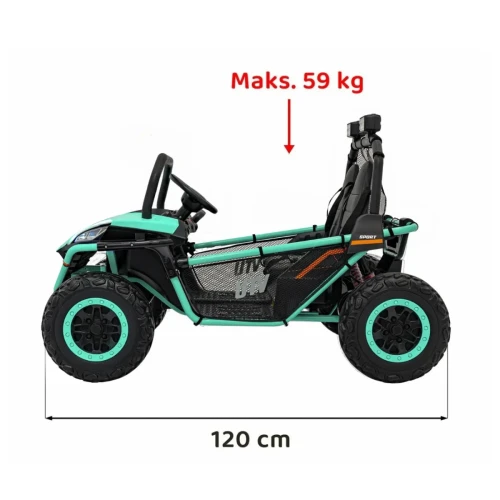 Zielone auto na pilot dla dziecka Buggy na Akumulator - FASTER.webp