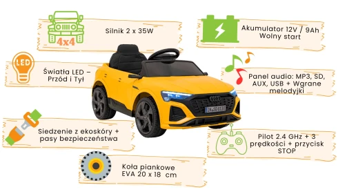 Pojazd Audi SQ8   Żółty infografika.webp