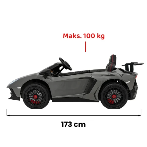 Szary samochód elektryczny dla dzieci Lamborghini Aventador SV.webp