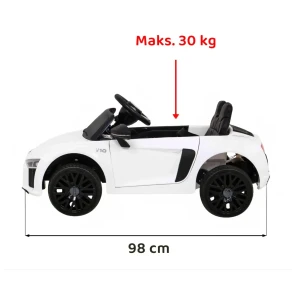 Biały samochód elektryczny dla dziecka Audi R8.webp