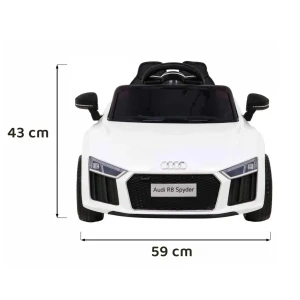 Biały samochód na akumulator jednoosobowy Audi R8.webp