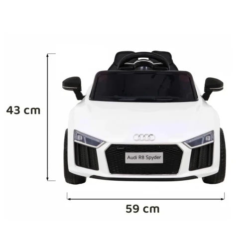 Biały samochód na akumulator jednoosobowy Audi R8.webp