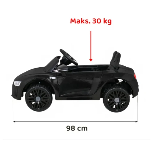 Czarny samochód elektryczny dla dziecka Audi R8.webp