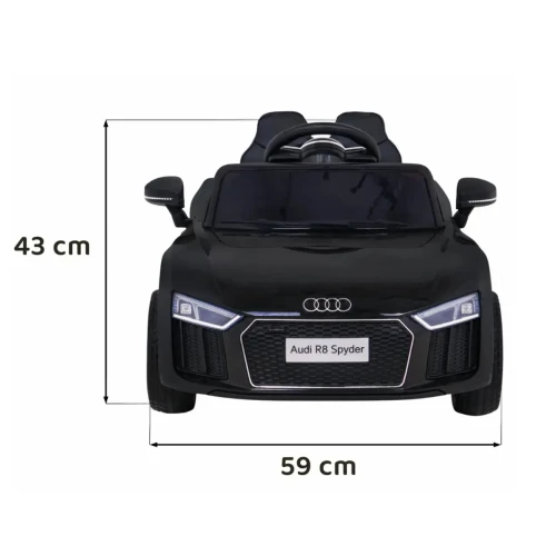 Czarny samochód na akumulator jednoosobowy Audi R8.webp