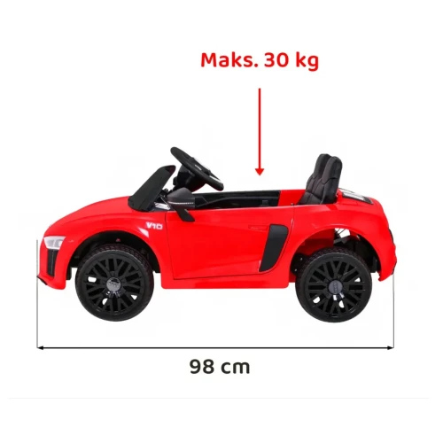 Czerwony samochód elektryczny dla dziecka Audi R8.webp