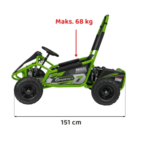 Zielony samochód elektryczny dla dziecka Buggy dla Dziecka - Gokart MUD MONSTER.webp