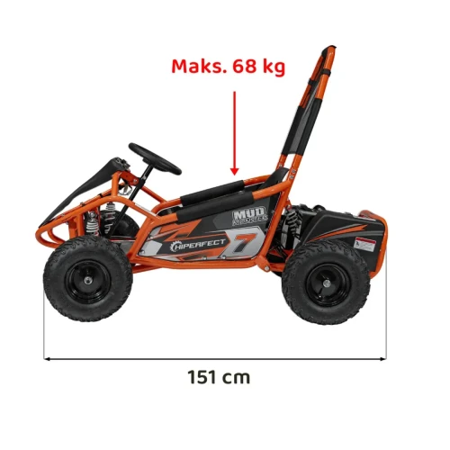 Pomarańczowy samochód elektryczny dla dziecka Buggy dla Dziecka - Gokart MUD MONSTER.webp