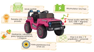 Różowe terenowe autko na pilota - Off Road MOUNTAIN- infografika.webp