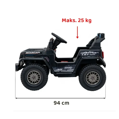 Czarny samochód elektryczny dla dziecka terenowe na pilota - Off Road MOUNTAIN.webp