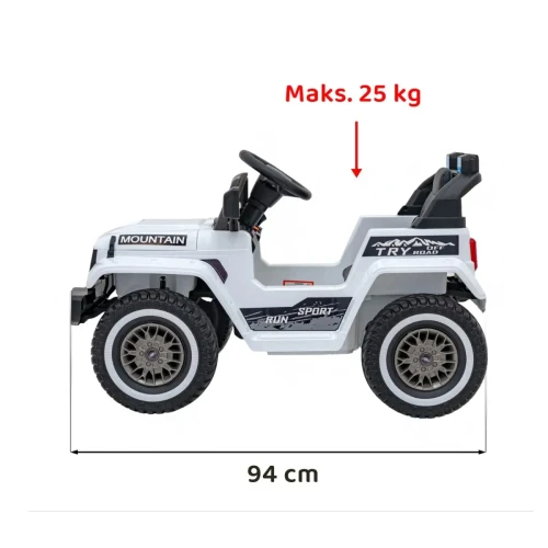 Biały samochód elektryczny dla dziecka terenowe na pilota - Off Road MOUNTAIN.webp